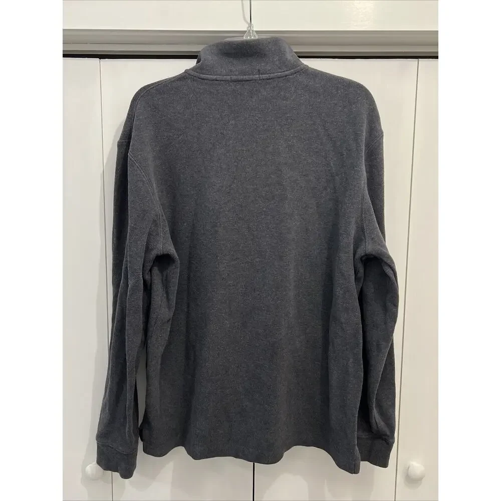 POLO RALPH LAUREN Sweater Men’s L DARK GRAY Cotton‎ French Rib Half Zip Pullover